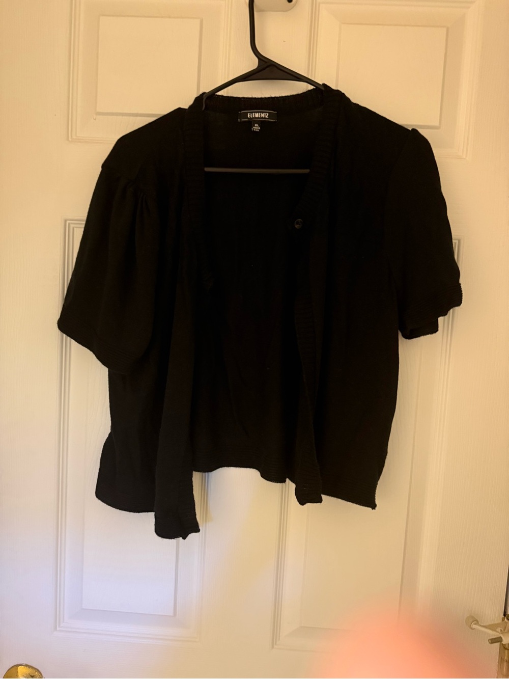 Elementz Black Short-Sleeve Open Front Cardigan